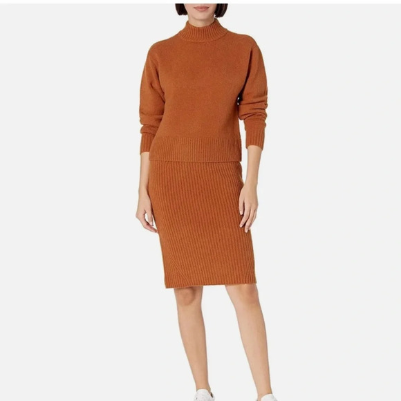 Daily Ritual Dresses & Skirts - Daily Ritual Women's Cozy Boucle Cropped Crewneck Sweater & Pencil Skirt…